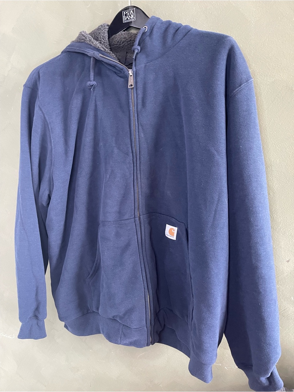 Carhartt Navy Zip up Sherpa Lined Hoodie with Signature Patch Navy Size 3XL